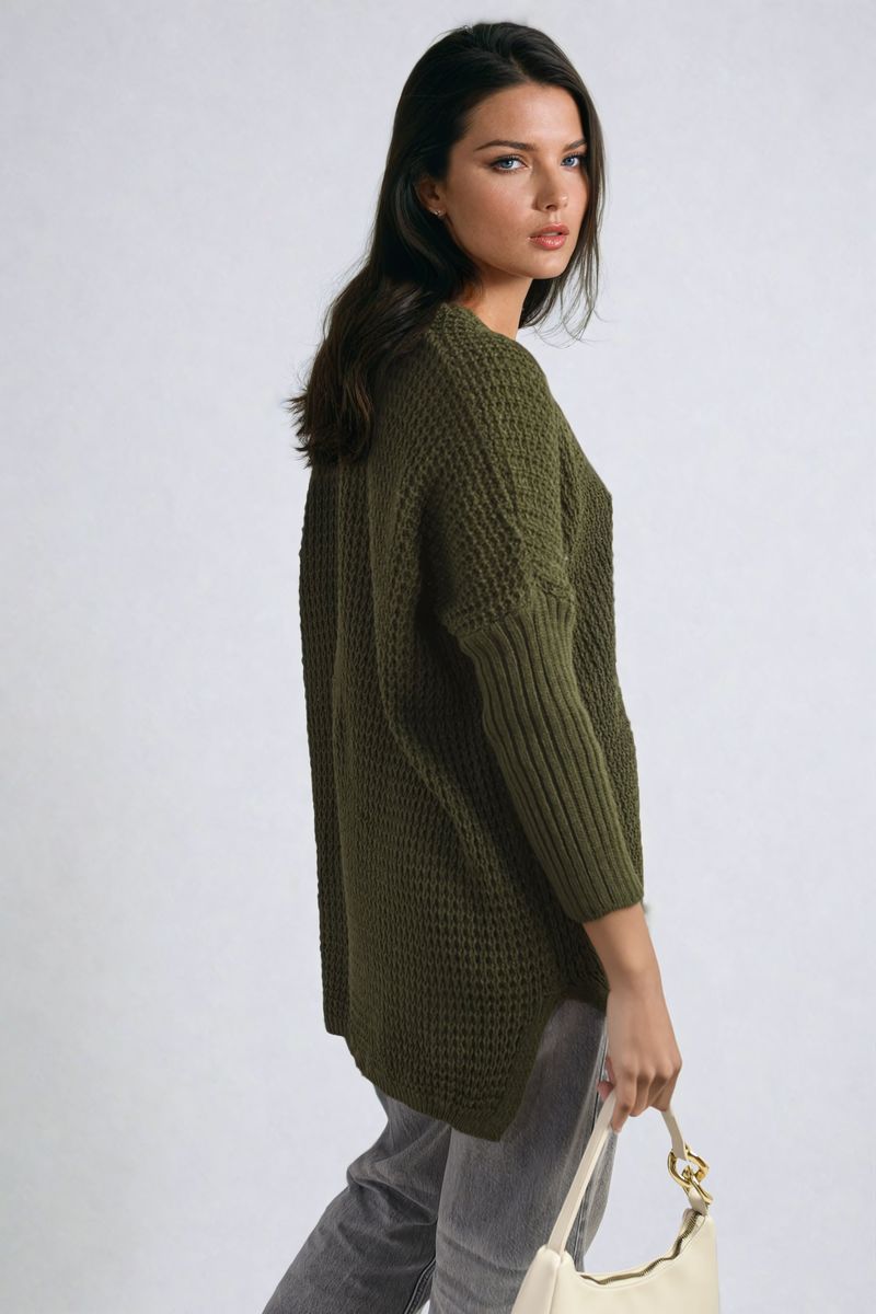 Women's Long Back Knitted Long Sleeve Jumper