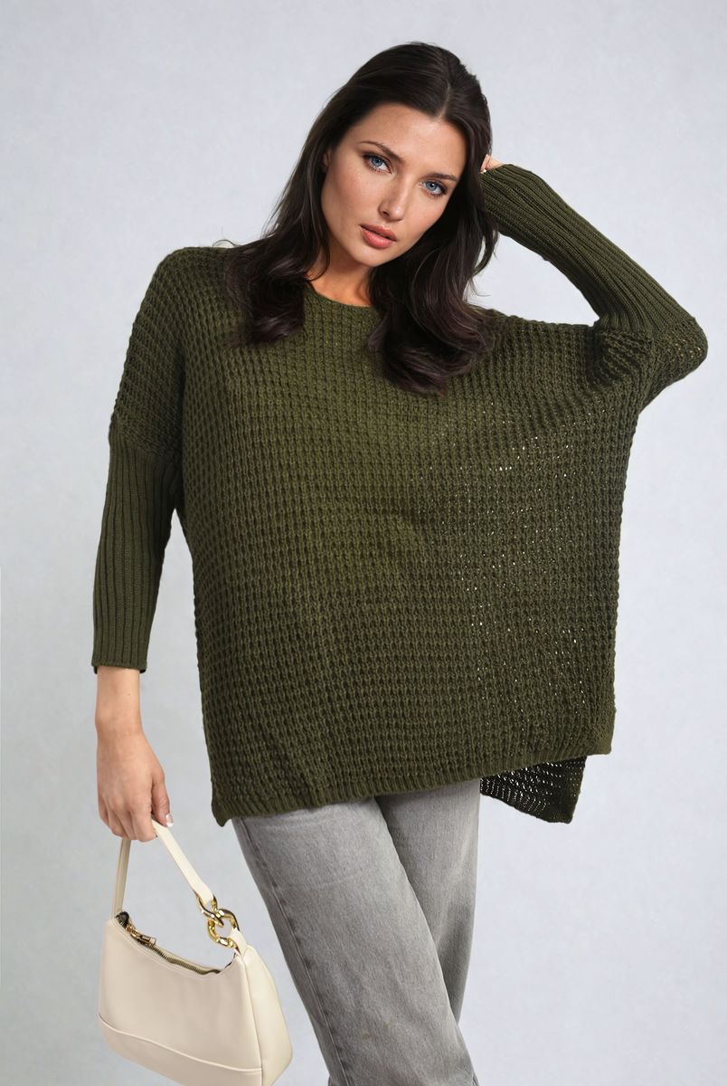 Women's Long Back Knitted Long Sleeve Jumper