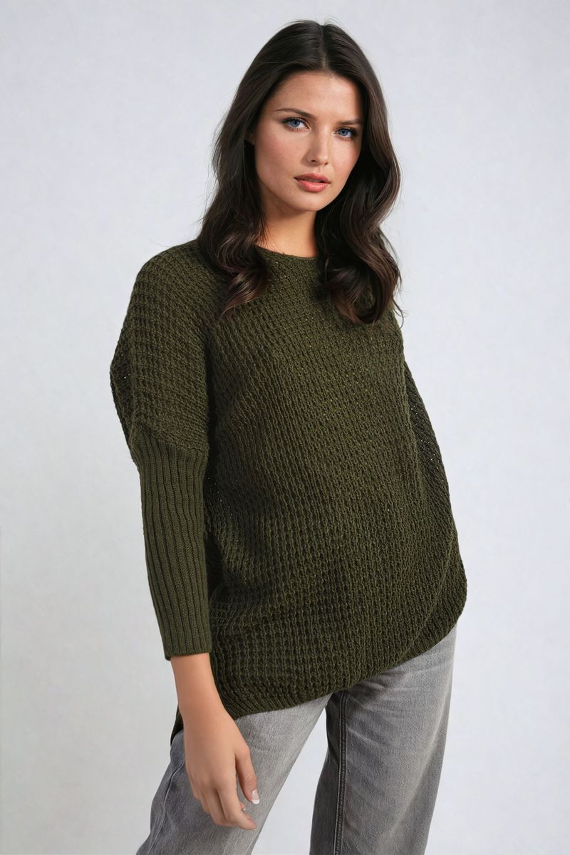 Women's Long Back Knitted Long Sleeve Jumper