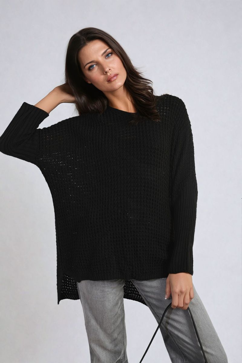 Women's Long Back Knitted Long Sleeve Jumper