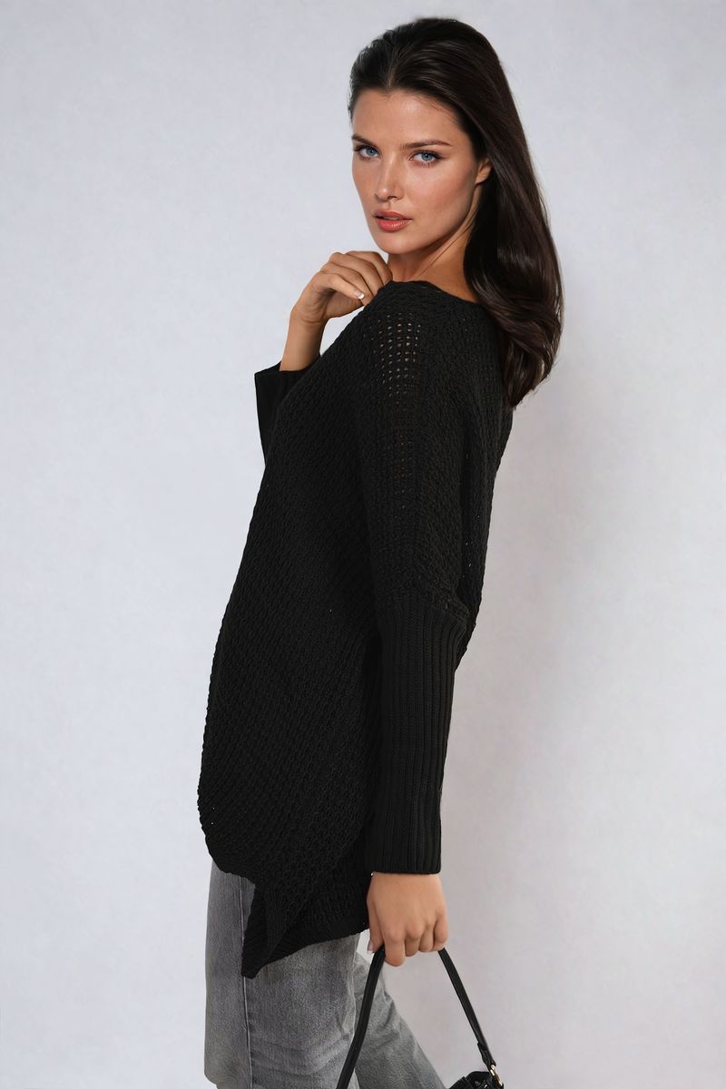 Women's Long Back Knitted Long Sleeve Jumper