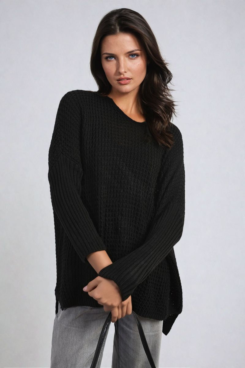 Women's Long Back Knitted Long Sleeve Jumper