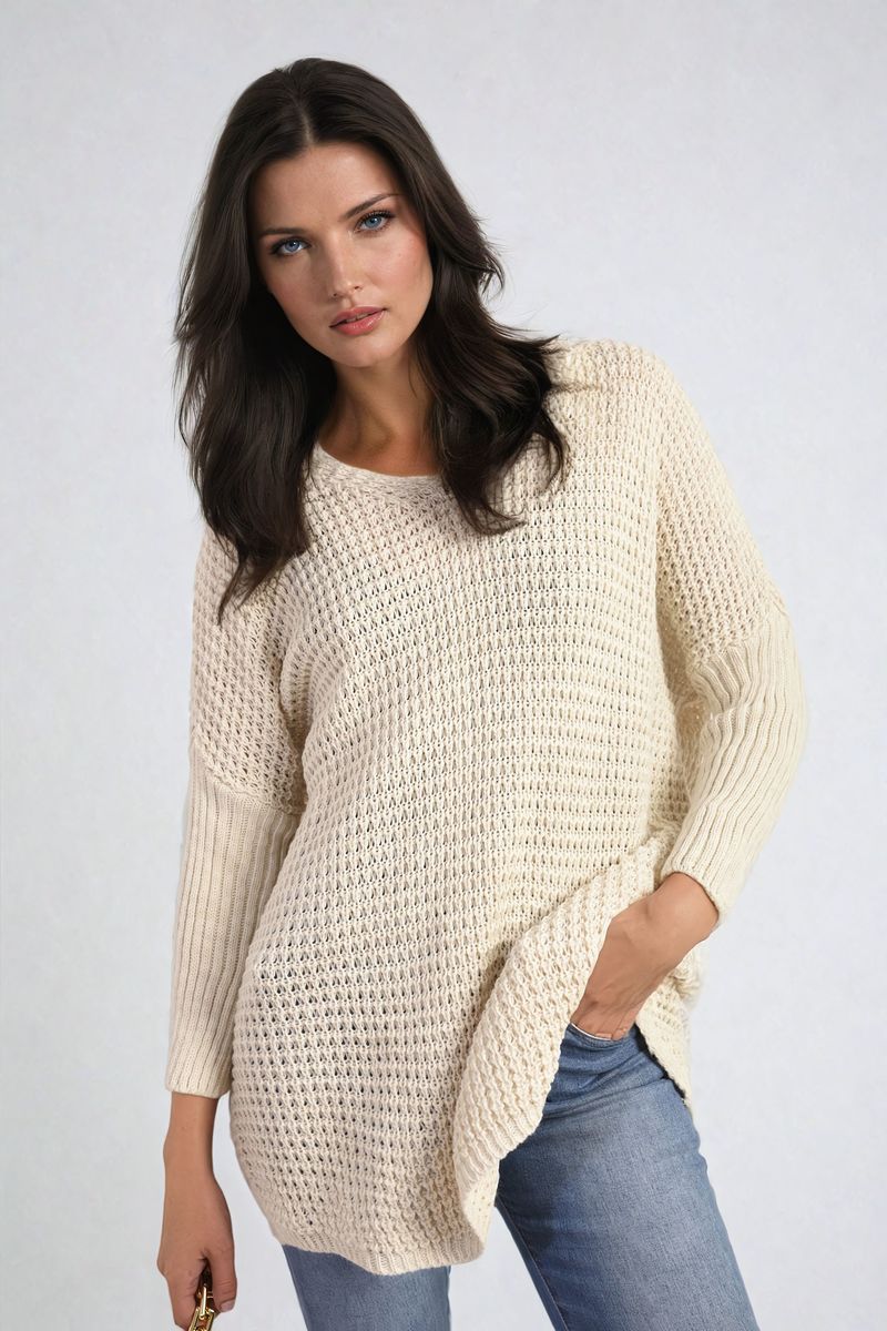 Women's Long Back Knitted Long Sleeve Jumper