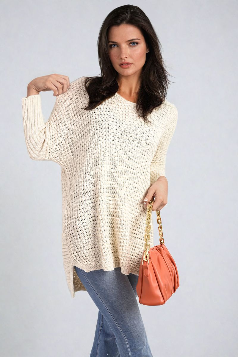 Women's Long Back Knitted Long Sleeve Jumper