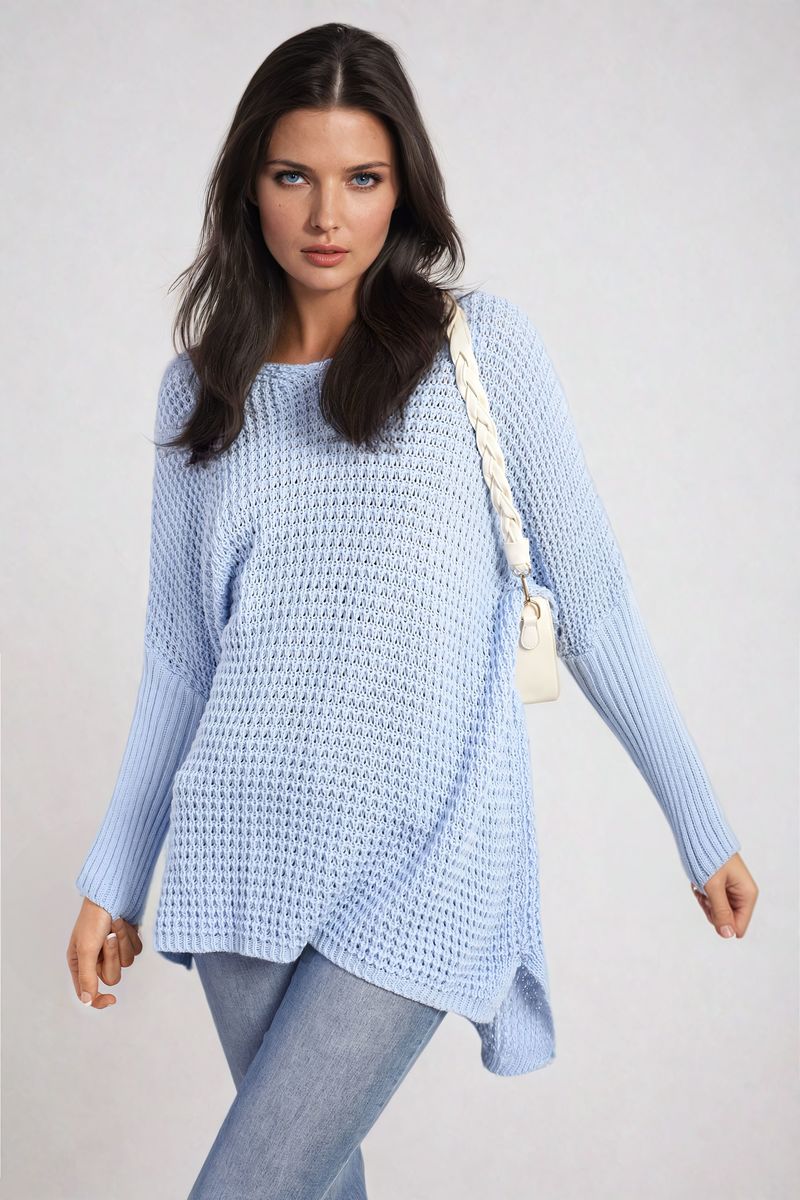 Women's Long Back Knitted Long Sleeve Jumper