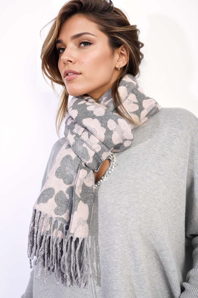 Women's Animal Print Scarf with Tassel