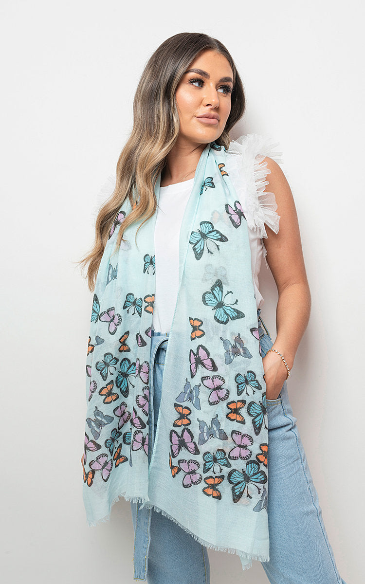 Women's Butterfly Print Maxi Scarf