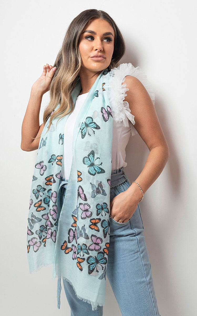 Women's Butterfly Print Maxi Scarf