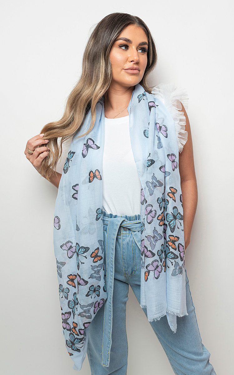 Women's Butterfly Print Maxi Scarf