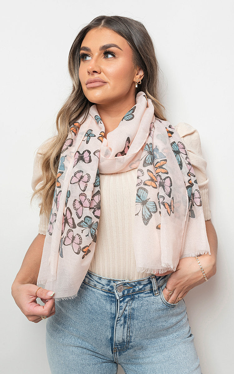 Women's Butterfly Print Maxi Scarf