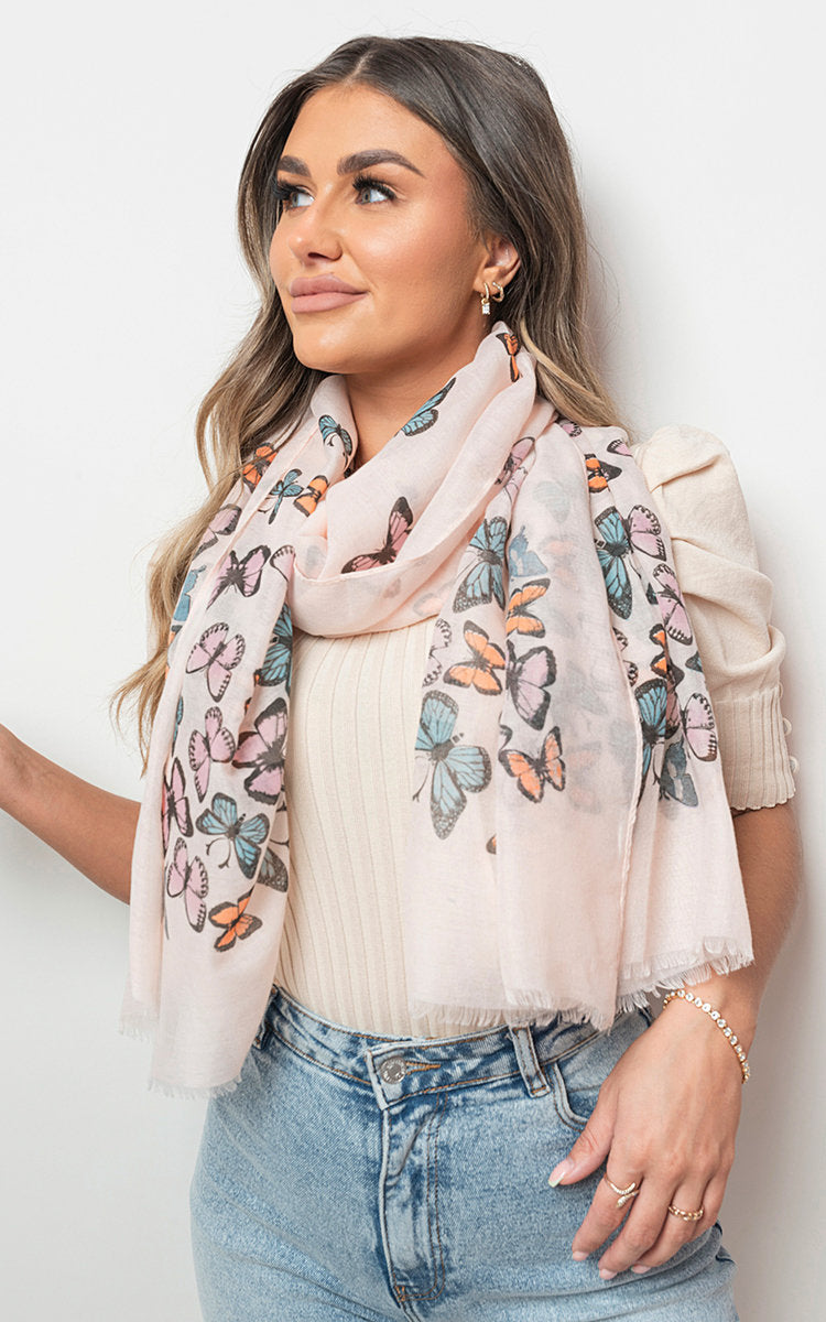 Women's Butterfly Print Maxi Scarf