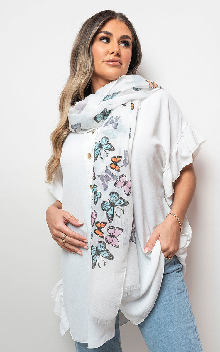 Women's Butterfly Print Maxi Scarf