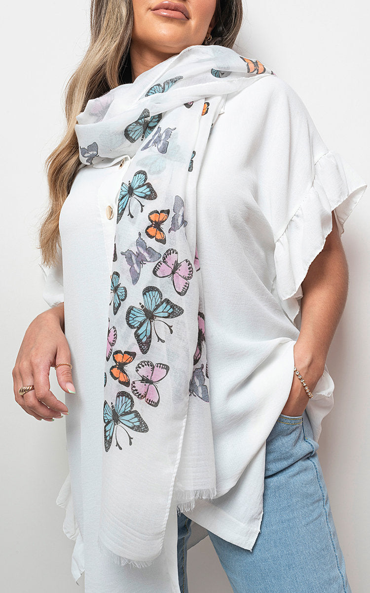 Women's Butterfly Print Maxi Scarf