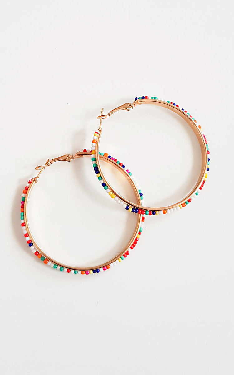 Women's Beaded Hoop Earrings