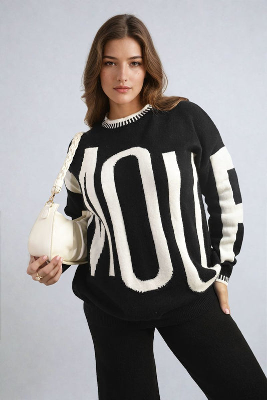 Women's Amour Graphic Long Sleeve Knitted Jumper