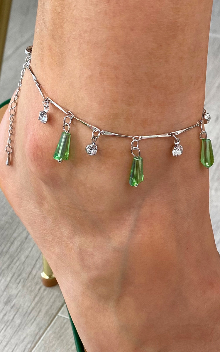 Women's Diamante Drop Anklet