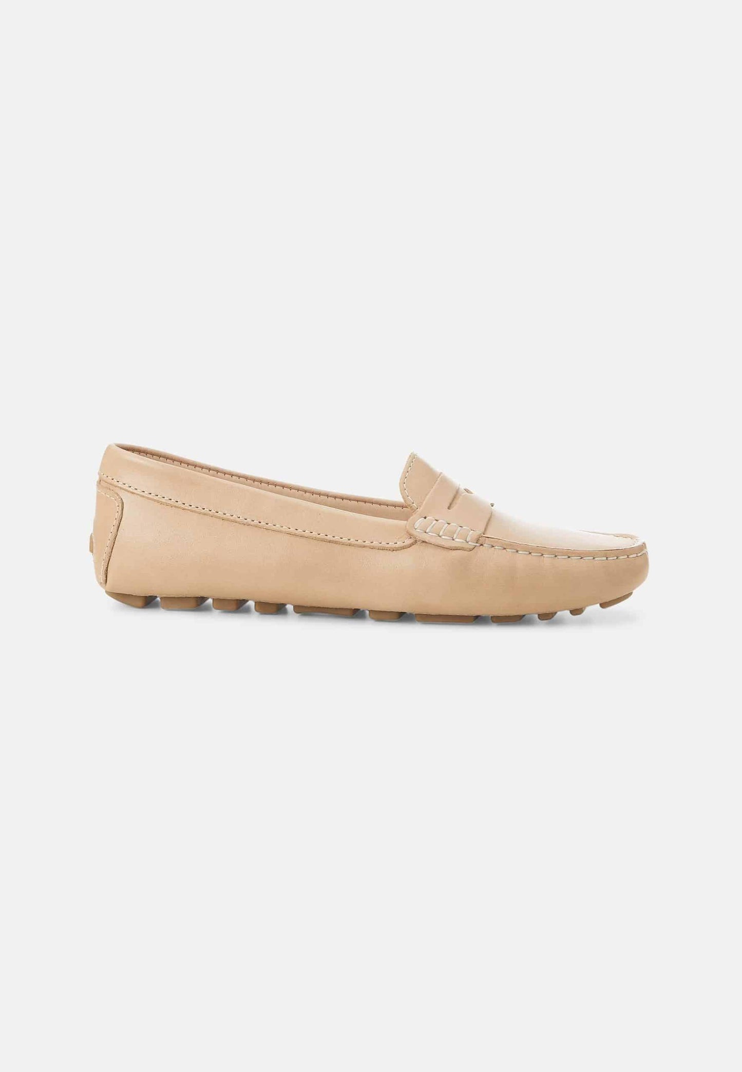 Ladies Leather Penny Loafers in Beige