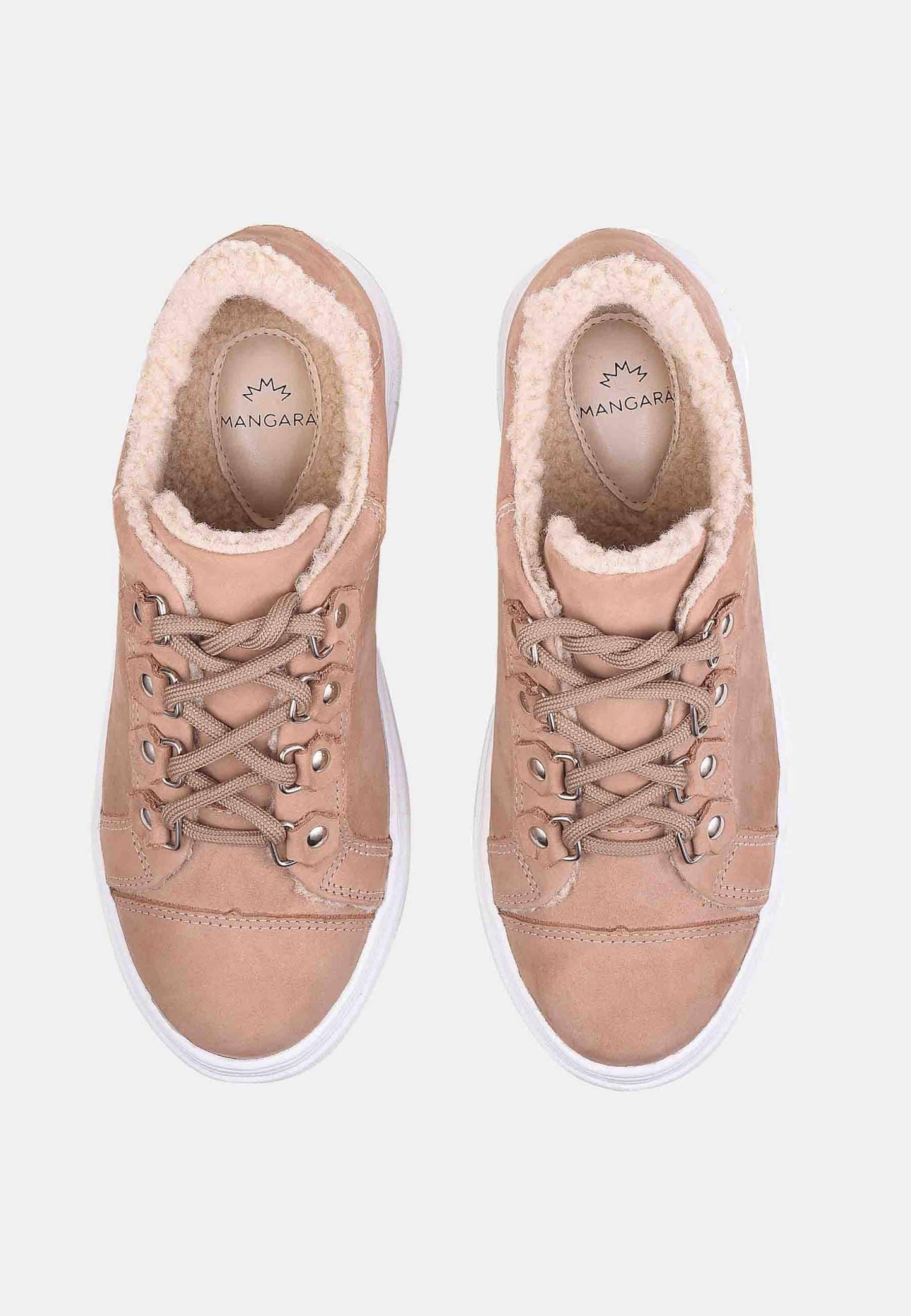 Ladies Warm and Comfortable Sneakers  in Beige with Thick Sole.