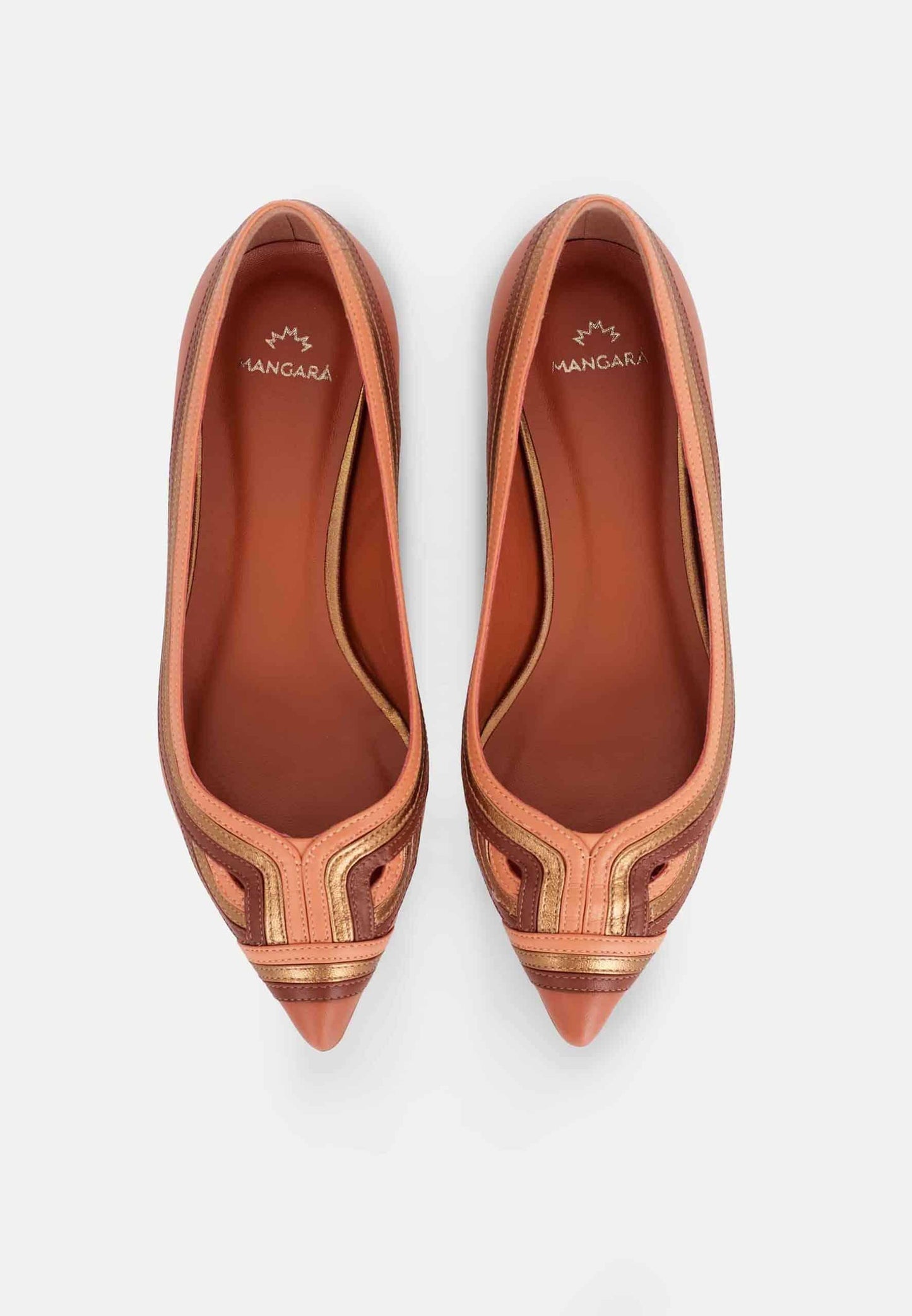 Ladies Classic Brown Leather Ballerina Shoes with a Cushioned Insole.