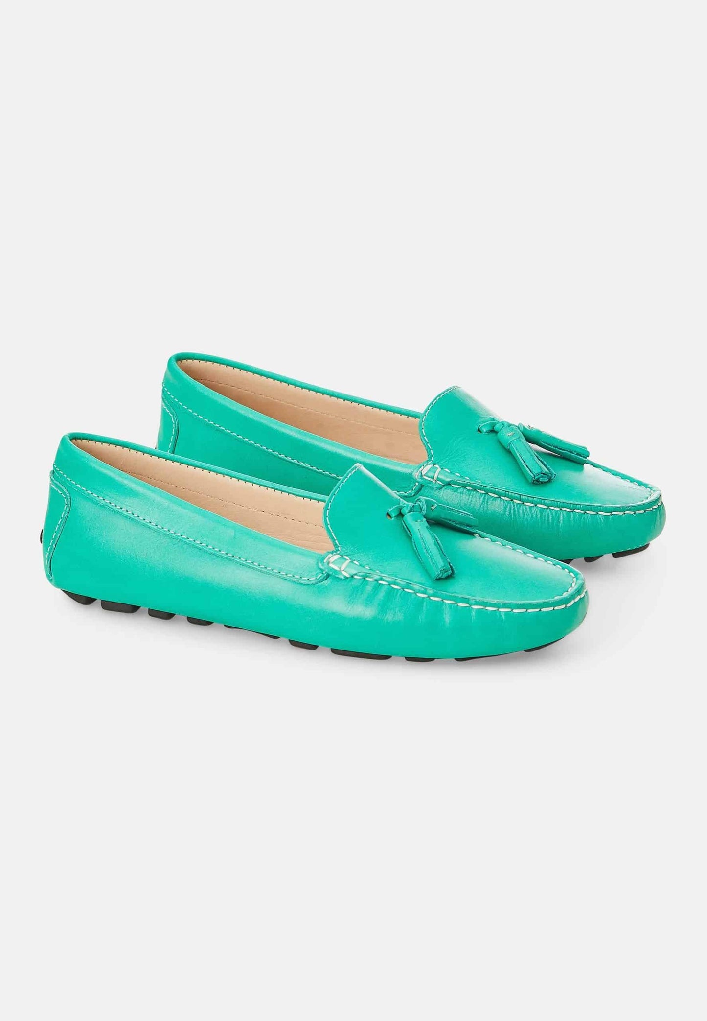 Women's Green Loafers with Cushioned Insoles.