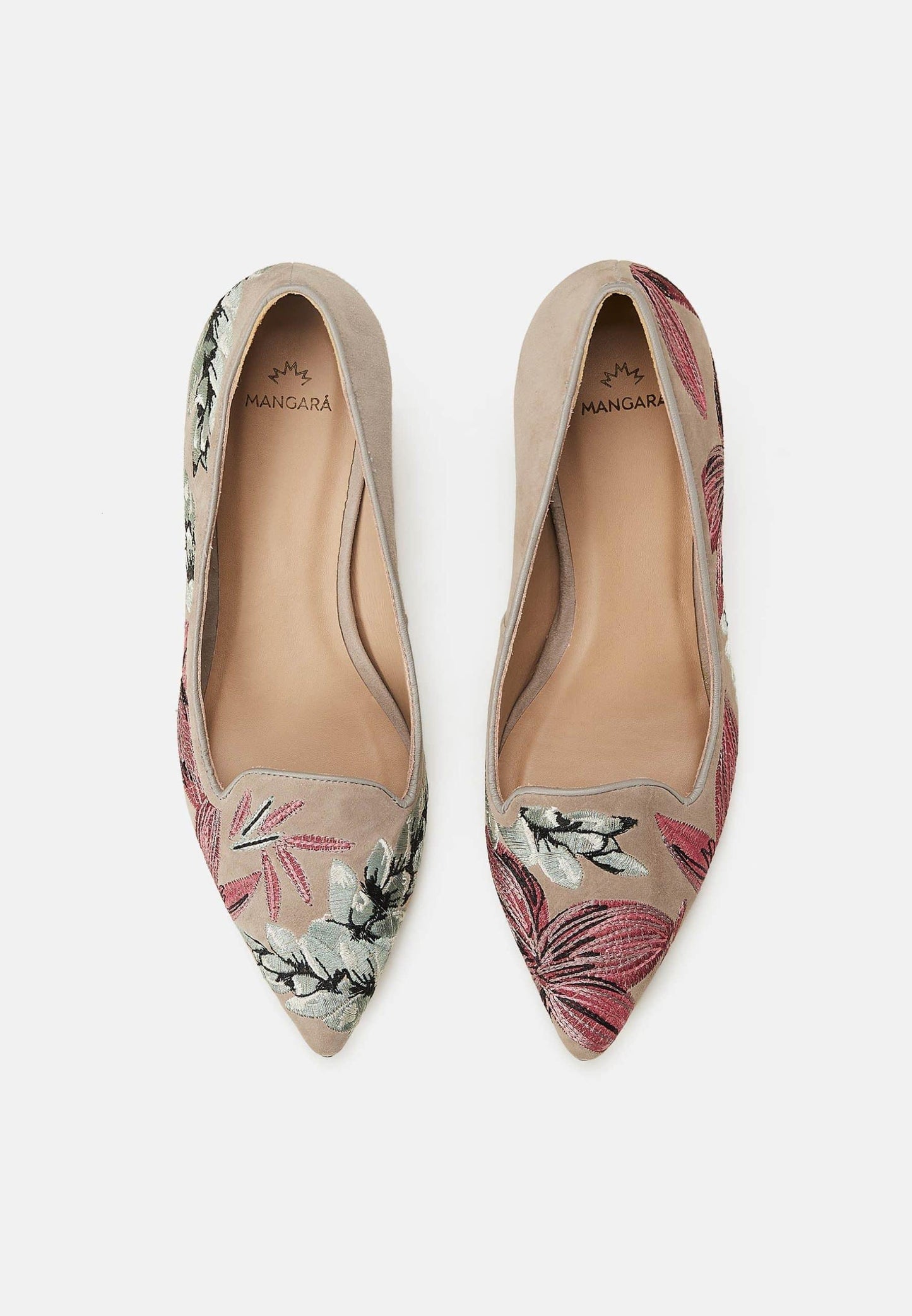 Ladies Elegant Grey Floral Patterned Kitten Heels.