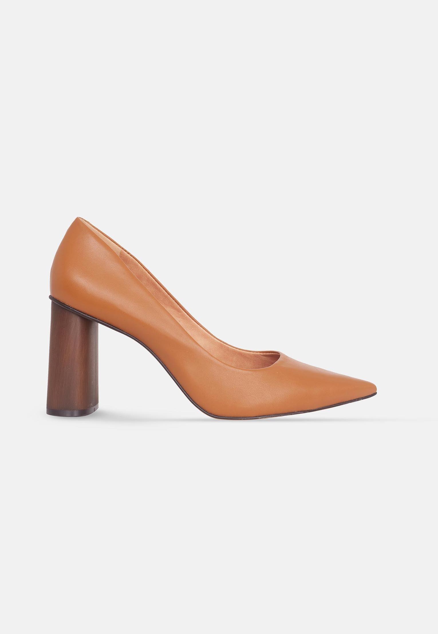 Ladies Brown 8cm Block Heel with Cushioned Insole.