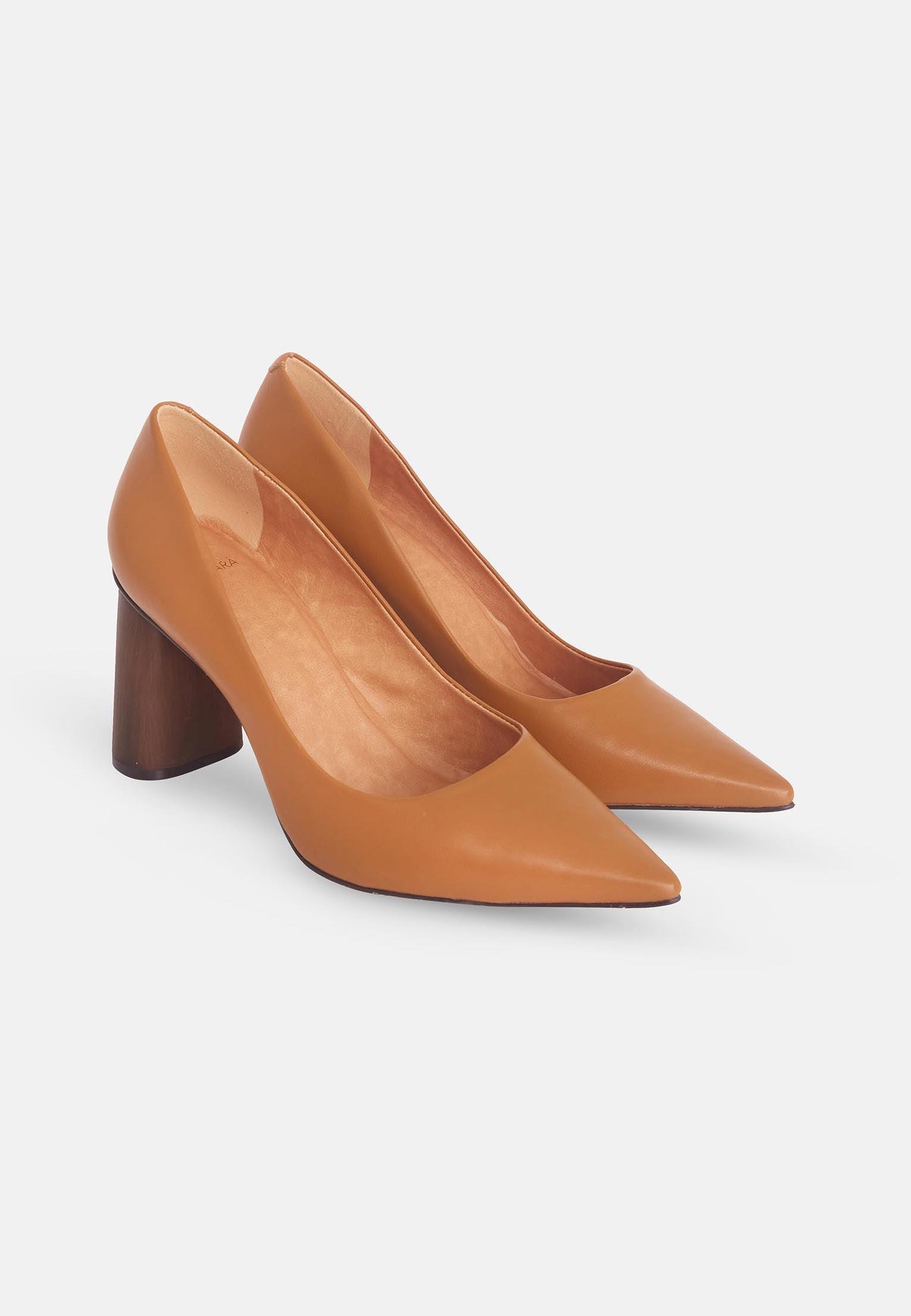 Ladies Brown 8cm Block Heel with Cushioned Insole.