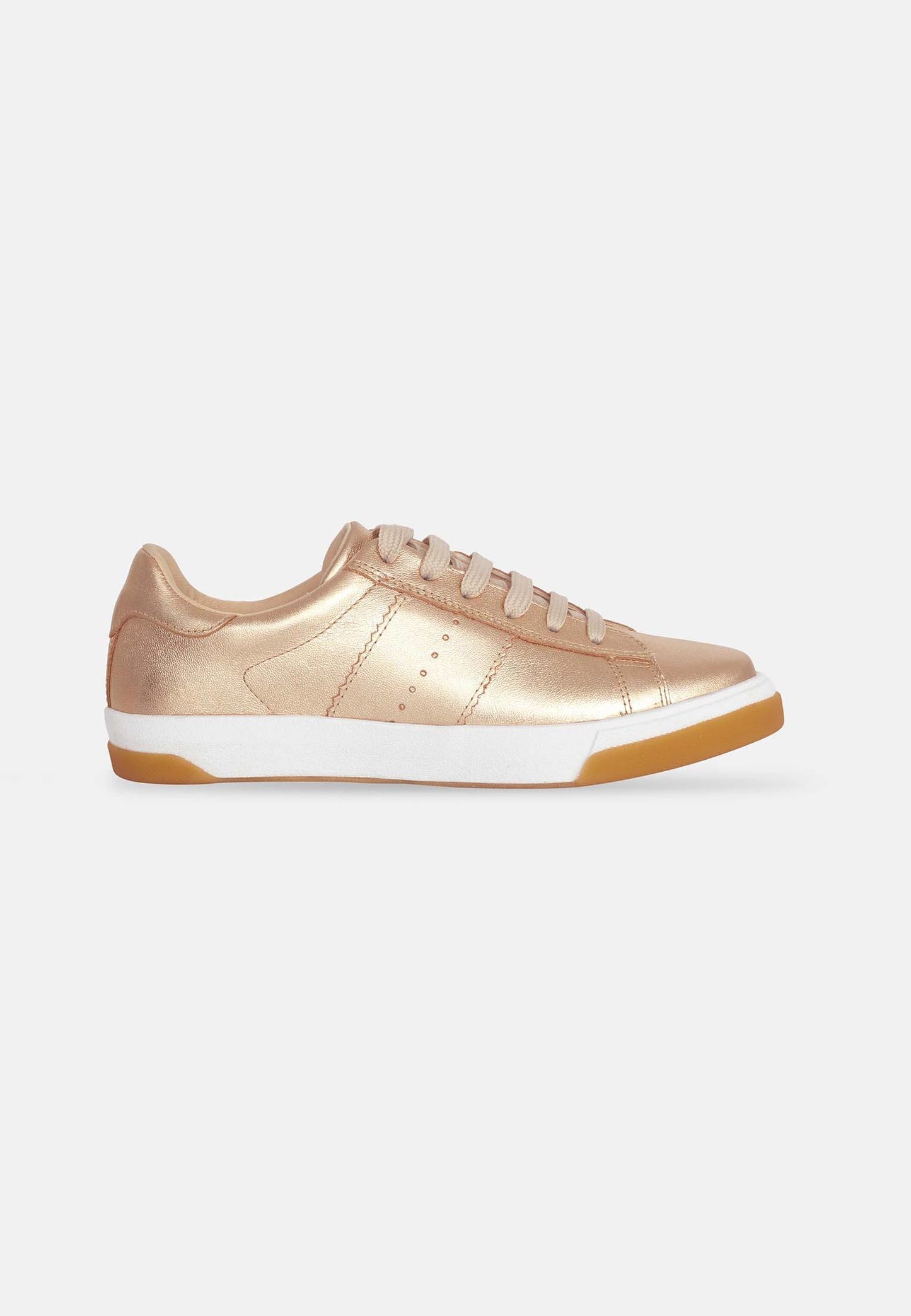 Women's Metallic Golden Leather Sneakers.