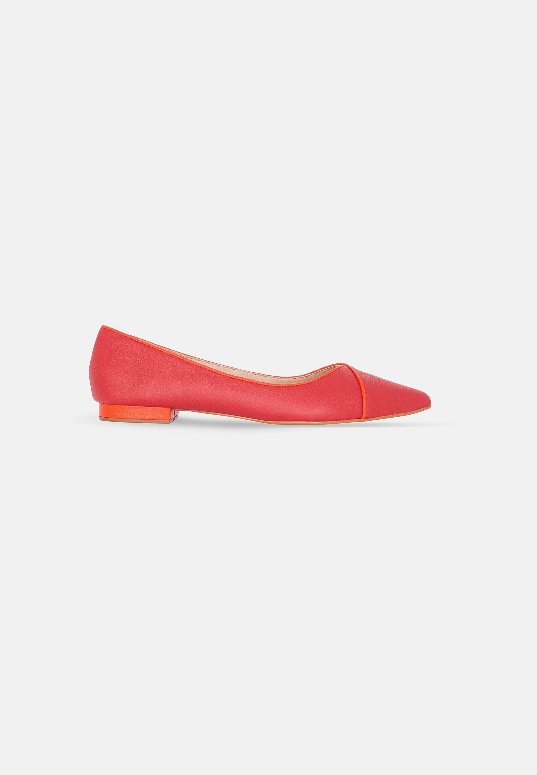 Ladies Classic Red Leather Ballerinas.