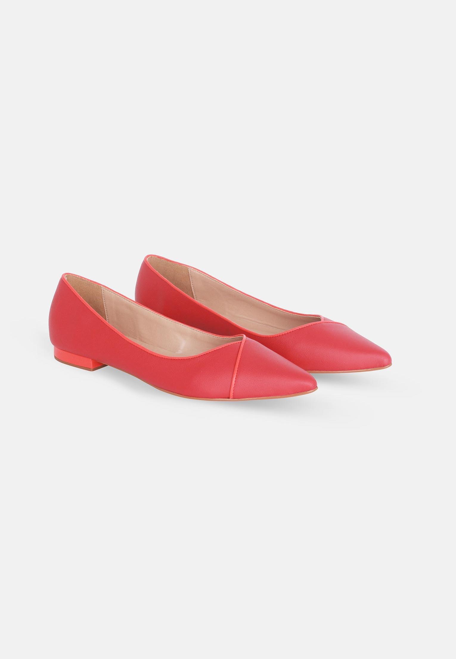 Ladies Classic Red Leather Ballerinas.