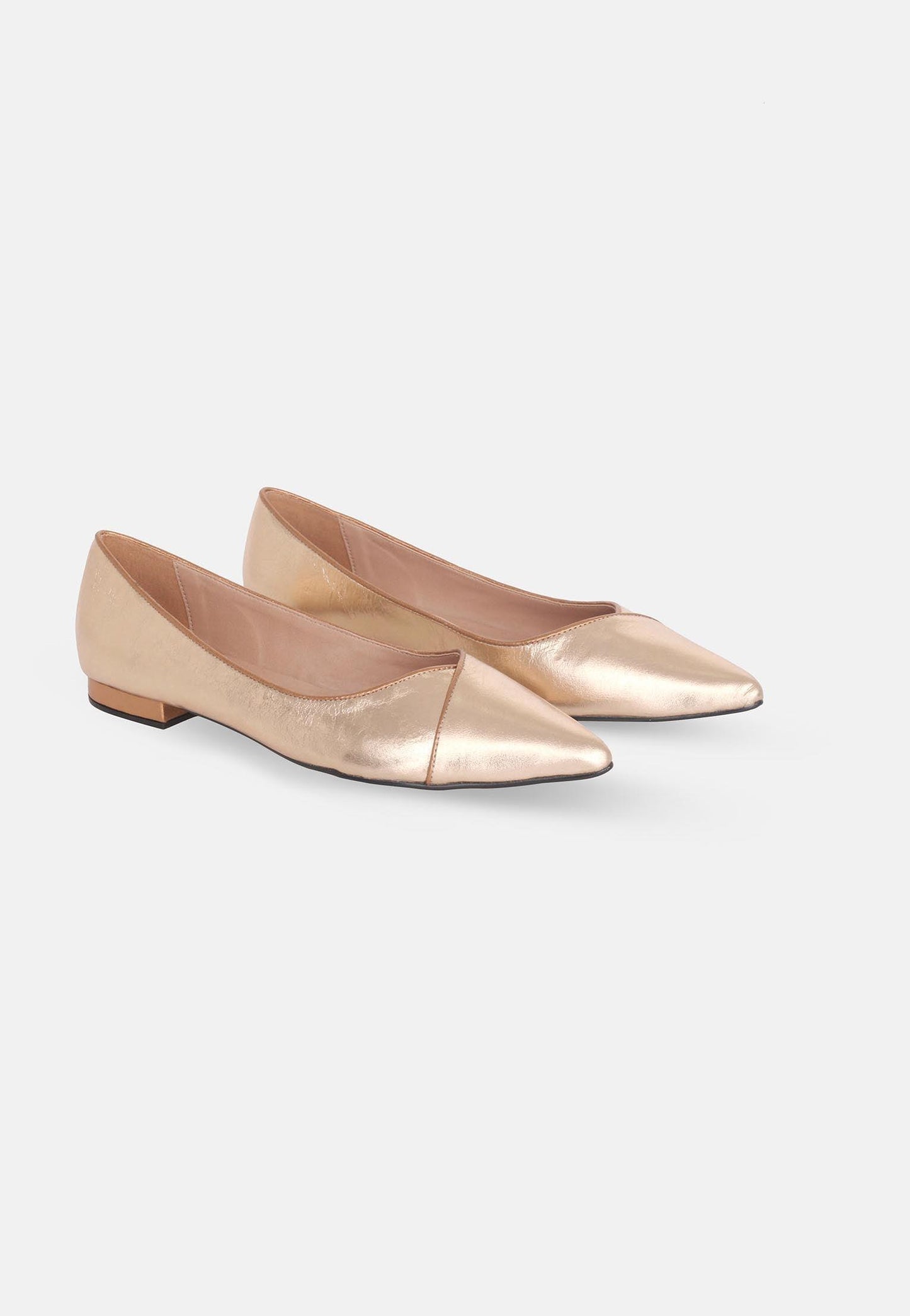 Ladies Classic Golden Leather Ballerinas.