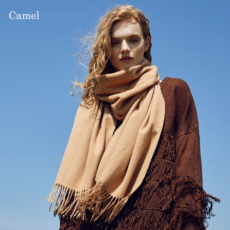 Ladies Cosy Camel Woollen Scarf for Autumn and Winter